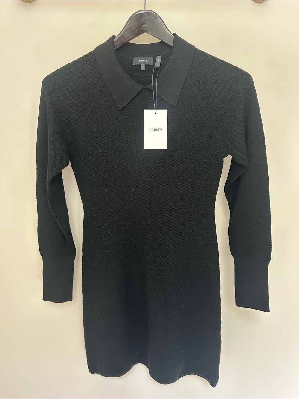 Theory Black Collared Knit Dress with Tag
